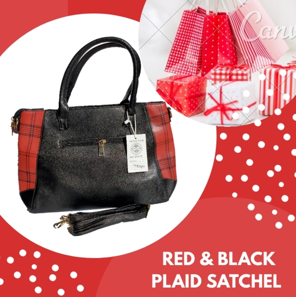 Sold Red & Black plaid satchel - Picture 3 of 5